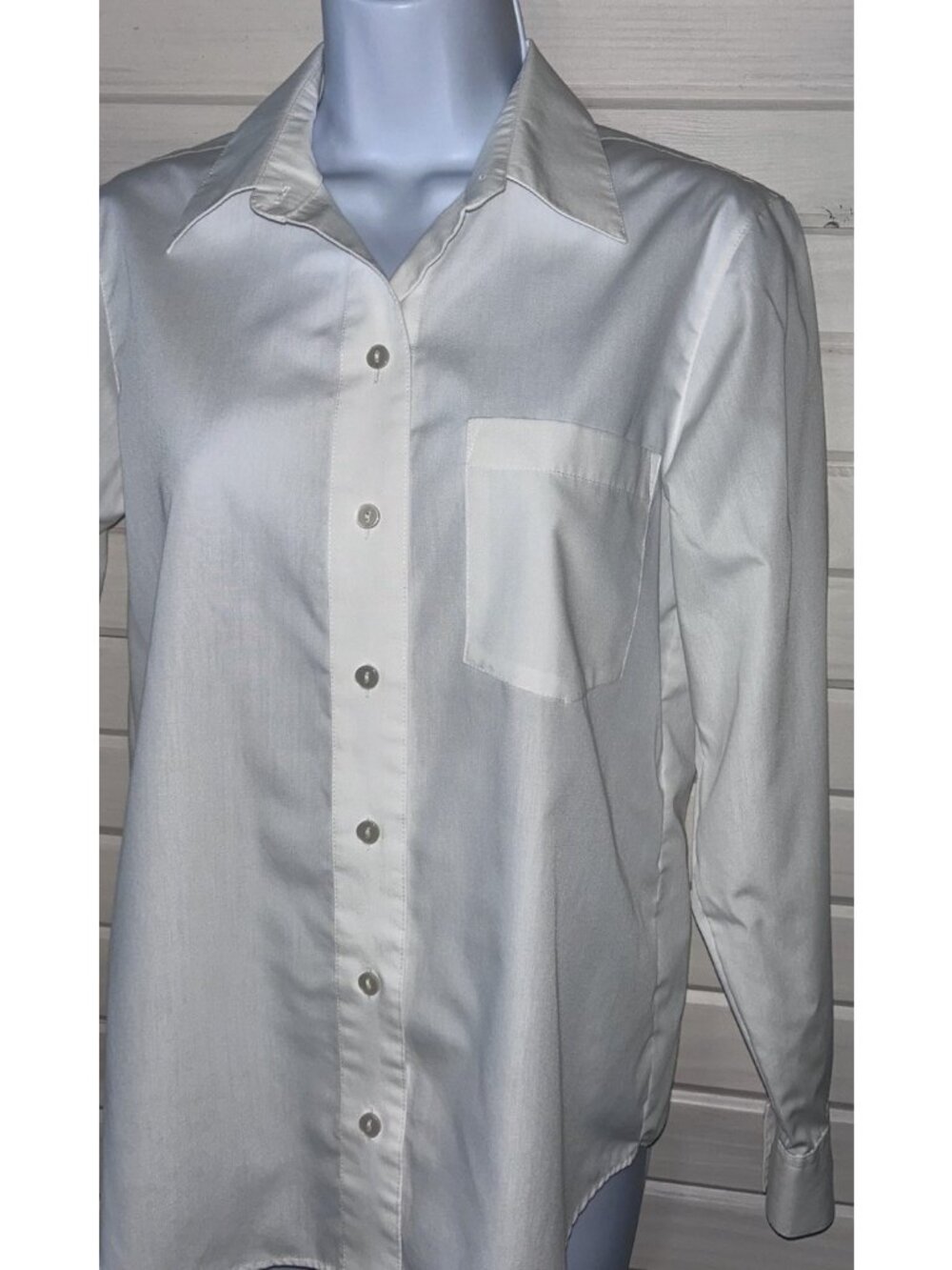 Foxcroft For Appleseed’s Sz Petites 4P Blouse White Wrinkle Free Pocket EUC